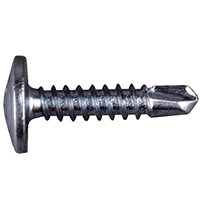 Саморез с прессшайбой с полусферической головкой, наконечник - сверло, покрытие белый цинк.